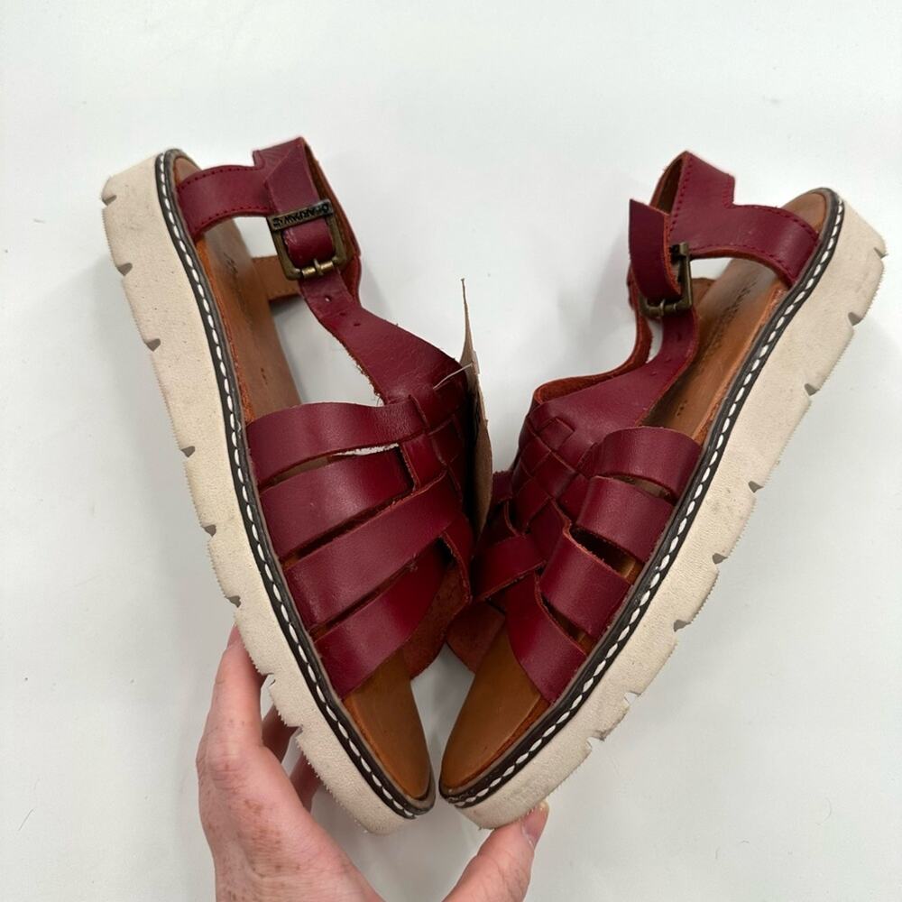 Bearpaw Burgundy Red Leah Huarache Fishermen Sport Leather Sandals New Size 9 - Picture 4 of 7